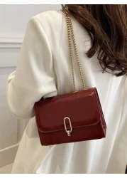 Mini Solid Color Glossy PU Leather Women Shoulder Bag Crossbody Bag Suitable For Women Shopping Work Office Outdoor And Daily Use