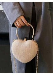 Glamorous Glitter Bling Sequin Luxury Shiny Women s Heart Shaped Rhinestone Evening Clutch Bag Luxury Designer Girls Glitter Crystal Handbag With Chain Strap Y2k Style Novelty Bag Purse For Wedding Pa