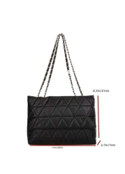 حقيبة كتف جديدة بطراز كوري عصري ذات نمط معين، حقيبة تسوق بسلسلة من البولي يوريثان بسعة كبيرة للنساء