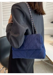 Quilted Pattern Grommet Eyelet Square Bag Crossbody Bag Shoulder Bag Minimalist Vintage Portable For Teacher Gifts For Girl For Woman Perfect For Office Work Business Commute Shopping