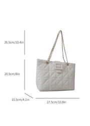 Elegant Solid Color Quilted Zipper Chain Shoulder Bag Fashion