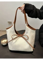 Elegant And Fashionable Handbag Bowknot Decor Shoulder Bag For Women Suitable For Commuting And Daily Use Valentines