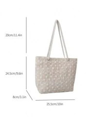 1 Pc Commuter Bag Straw Bag Shoulder Bag Beach Bag Portable Zipper Closure Design Suitable For Wedding Parties Holidays Holiday Activities Entertainment Afternoon Tea Seaside Vacation Dates And Other