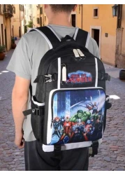 Marvel Graphic Print Oxford Cloth Backpack Minimalist Letter Design Large Capacity Laptop Bag Travel Bag Adjustable Shoulder Strap Multiple Compartments Suitable For Students Summer