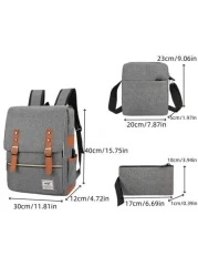 3 Piece Set Travel Laptop Backpack Durable Business Backpack College Student Book Bag For Men And Women Large Capacity Carry All Bag