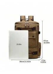 Men s Backpack Retro Canvas Multi Compartment Large Capacity Laptop Commuting Bag Travel Luggage Backpack Backpack With Snap Flap Pocket And Side Zipper Pocket Perfect For Camping And Hiking Large Cap