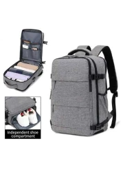 Backpack Travel Bag Large Capacity Multi Compartment Suitable For Short Trips Traveling Summer With USB Port Suitable For Business Trip Travel Camping Laptop Bag Oxford Cloth Solid Color Simple Stylis