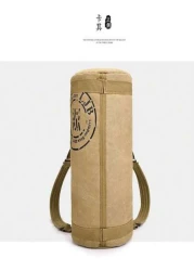 Large Capacity Men s Travel Bag Cylinder Shoulder Bag Fashionable Multi Function Backpack Canvas Messenger Bag Cylindrical Handbag