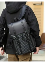 1pc 18 1in 12 2in 5 9in Fashion Men Functional Backpack Large Capacity Multipocket Backpack Scratch Wear Resistant Material Suitable For Travel Commuting Fits 15 6 Inch Laptop Adjustable Shoulder Stra