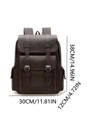 14 7inch Laptop Backpack Large Capacity Rucksack For School Teenagers Boys Men PU Leather Backpacks Male Schoolbag With Zippers High Quality
