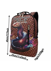 حقيبة ظهر رجالية ذات نمط جلد الثعبان، سعة كبيرة، تعتبر احتياجات عيد الحب والشتاء، حقيبة سفر سوداء، حقيبة احتي