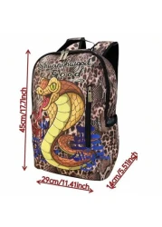 Fashionable Snake Print Backpack Large Capacity With Pockets Unisex Essential For Valentine s Day Autumn Winter Travel And Holiday
