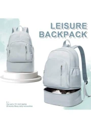 Expandable Wet Dry Separation Backpack With Shoe Compartment Casual Nylon Travel Gym Backpack Multipurpose Daypack For Men Water Resistant With Laptop Pocket