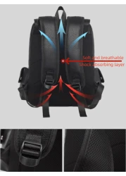 Large Laptop Backpack Men PU Leather Backpacks Male Teenagers Boys Black Schoolbag