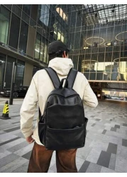 1pc Fashionable Dual Backpacks Large Capacity Lightweight Multi Pocket PU Material Suitable For Daily Commute And Outdoor Activities
