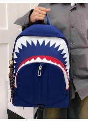 New Spring Summer Fashion Luminous Shark Graphic Backpack Large Capacity Student Bag Personality Casual Bag With USB Charging Port Fits Laptop Books Documents Clothes Suitable For School Business Trip