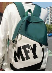 New Versatile And Fashionable Backpack Casual Contrasting Color Large Capacity Men s Backpack Printed Letter Student Bag 15 Inch Computer Bag 20L University Student Japanese Casual Travel Backpack Men