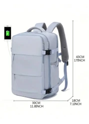 1pc Large Capacity Backpack With Shoe Compartment Casual Backpack With Charging Port Portable Laptop Backpack For Hiking Trekking Outdoor Sports Students