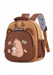 Cute Capybara Pattern Backpack Fashionable Backpack With Adjustable Shoulder Straps Brown Cartoon Design Ideal For Casual Outings Playful Design Spacious Compartments