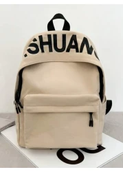 Men s Casual Backpack With Large Capacity Letter Print Minimalist Design Lightweight Versatile Suitable For Students And Commuting Unisex