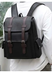 Large Laptop Backpack Pu Backpack Male Teenagers Boys Black Schoolbag Schoolbag For Travel College School Casual Backpack Laptop Backpack Commute Lightweight Flap Backpacks Rucksack Summer College Bag