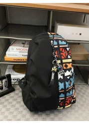 Casual Large Capacity Backpack Fashionable Graffiti Nylon Messenger Bag School Travel Bag With Pendant Christmas Scream Bag School Bag Backpack Winter Christmas Gifts Backpack Men Gifts Hiking Student