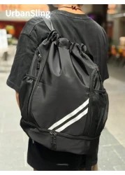 Spacious Waterproof Drawstring Backpack With Multi Pocket Design Perfect For Travel Sports And Outdoor Activities Ideal For Basketball Tennis And Swimming Gear And More Great Gift For Students And Men