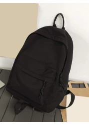 Men Knot Decor Water Resistant Backpack Schoolbag For Travel College School Casual Backpack Solid Color Black Backpack For Sport Lightweight With Adjustable Strap Christmas Winter Travel Zipper Laptop