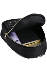 Diamond Check Embroidered Thread Rivet Backpack New Fashion Travel Bag Leisure Large Capacity Backpack Zipper Direction Random Christmas Men Bag Vacation Travel Essentials Dad Gifts School Bag Travel