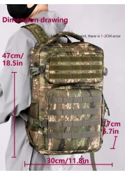 Large Capacity Backpack Outdoor Waterproof And Wear Resistant Sports Backpack Multi Pocket Convenient Storage Day Bag Fitness Bag Molle Hiking Camping Backpack With Computer Layer Flight Backpack Trav