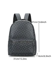 15 Inch Fashionable Vintage Flower Print Pu Commuter Travel Backpack Casual Backpack Laptop Backpack School Backpack Lightweight Leather Vintage Vacation Sport Men Gifts Waterproof Portable Laptop Bag