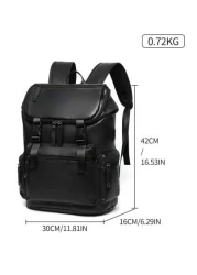 Large Capacity Pu Commuting Travel Backpack Rucksack College Bag School Bag Multi Functional British Style Flap Backpack Retro Plaid Print Computer Bag Drawstring Flap Pockets Backpack Outdoor Vacatio