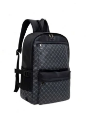 Color Block PU Leather Backpack Casual Travel Bag Student Schoolbag 15 6 Inch Laptop Backpack Black School Backpack Students Book Bag Cartoon Print Camouflage Fashion Leisure Print Backpack Black Bag