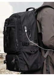 80L Outdoor Backpack Climbing Travel Rucksack Sports Camping Hiking Backpack Large School Bag Pack For Male With Shoes Pocket Travel Backpack Luggage Bag Vacation Summer Laptop Carry On Fabric Laptop