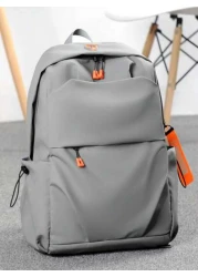 1pc Grey Oxford Cloth Large Capacity Backpack Men s Commuter Laptop Bag Business Casual College Student Backpack Waterproof Travel Bag With USB Charging Port Headphone Hole Multi Pocket Design To Fit