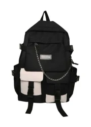 حقيبة ظهر رجالية كاجوال ذات جيبين مع سلسلة زينة