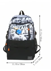 Fabric Multi Pocket Contrast Color Unisex Fashion Backpack Large Capacity Travel Bag
