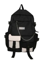 Casual And Fashionable Double Pocket Buckle Chain Decoration Men s Casual Backpack