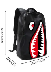 peach tree Waterproof Large Capacity Shark Print Backpack Suitable For School Laptop Travel Casual Business Fitness Outdoor Hiking Multi Function Fashion Gift For Men Boyfriend Vintage