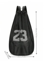 Casual Men Backpack Basketball Bag With Drawstring Closure Large Capacity Mesh Hollow Out Travel Backpack Handbag Shoulder Bag Laptop Bag Couple Backpack Student Backpack Holiday Travel Luggage Bag Mu