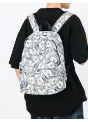 Men Dollar Print Casual School Bags Schoolbag School Backpack For School Daypack Laptop Bag Computer Bag Book Bag Rucksack Shoulder Bag Travel Bag Sport Bag College Bag Backpack Winter Christmas Gifts