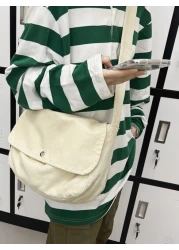 peach tree 1pc Solid Color Canvas Messenger Bag Crossbody Shoulder Bag For Men Casual Shoulder Bag Large Capacity Peach Tree Fashion Minimalist Plain Color Mini Crossbody Bag Outdoor Shoulder Backpack