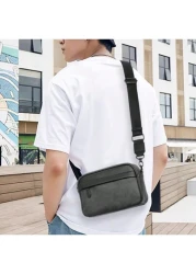 Korean Style Water Proof PU Leather Messenger Bag With Random Vintage Floral Print And Color Block Design Multi Functional And Versatile For Casual Business Students And Sports Gift And Boys Fall Bag