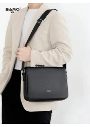 saroxi Casual Messenger Bag For Men Multi Functional Large Capacity Adjustable Strap Travel Hiking Applicable Solid Color Simple Fashion Essential For Young Men Students Fall Christmas Winter Gifts Go