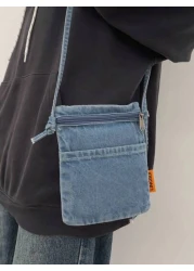 Mini Solid Color Denim Phone Bag Portable Shoulder Crossbody Bag Suitable For Work Shopping Traveling Sling Vacation School Summer Carry On Polyester Personalized Gifts Dad Husband Boyfriend Christmas