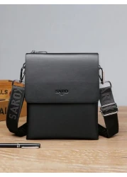 saroxi 1pc Fashion New Men Shoulder Bag Crossbody Bag Multi Layer Slim High End Black Outdoor Men s Sling Bag Male Side Pocket Square Pack Multifunctional Scratch Resistant Suitable For Commuting PU L