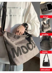 Vintage Canvas Pattern Shoulder Bag College Style Large Capacity Tote Crossbody Bag For Students Summer College Bag Dad Freshman For Books Multi Functional Dorm University Sling Bag Man Bag Cross Body