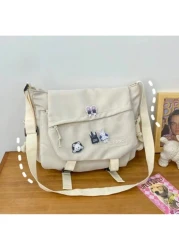 Retro Utility Courier Bag Large Capacity Shoulder Bag Student Nylon Crossbody Bag Comes With 4 Pins Unisex New Life Items For Students Men Essentials Side Bag Sling Bag Fashion Men s Bags Anime School