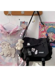1pc Japanese Harajuku Style Solid Fashionable Casual Large Capacity Women Crossbody Bag High Shool Girls Messenger Bag For Class Teens Girls Boys Street Campus Crossbody Bag For University High Shool
