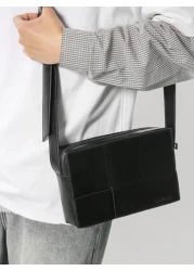 Fashionable PU Waterproof Woven Camera Bag Unisex Portable Shoulder Sling Bag Suitable For Work Commuting Shopping Travel Father s Day Gift Party And More